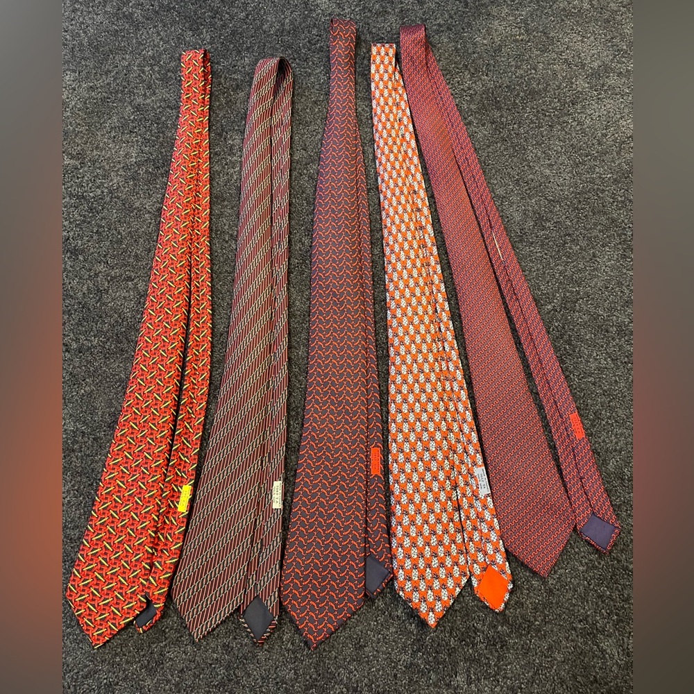 Lot of 5 Hermes Ties (100% Silk)